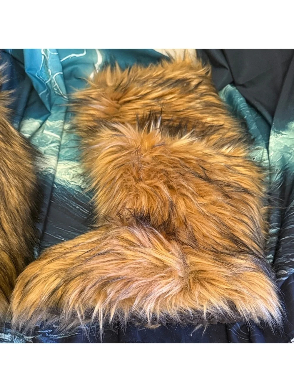 Over-the-Knee Faux Fur Boots with Heart Shaped Bag in Chestnut Brown